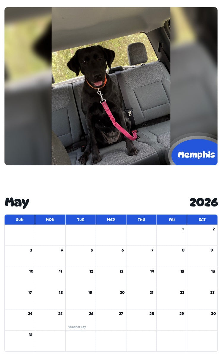 2026 - 2027 Memphis - Pawidols Pet Calendar