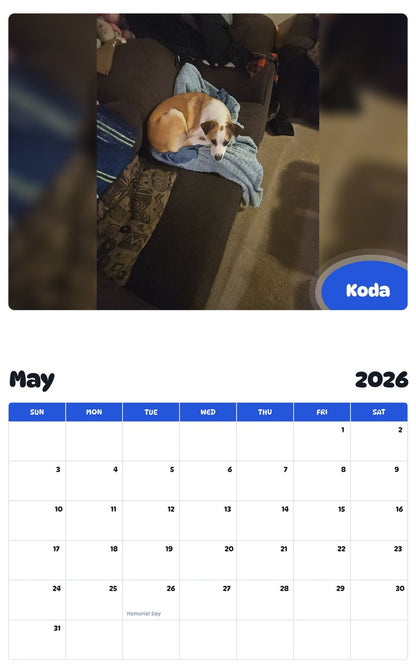 2026 - 2027 Koda - Pawidols Pet Calendar