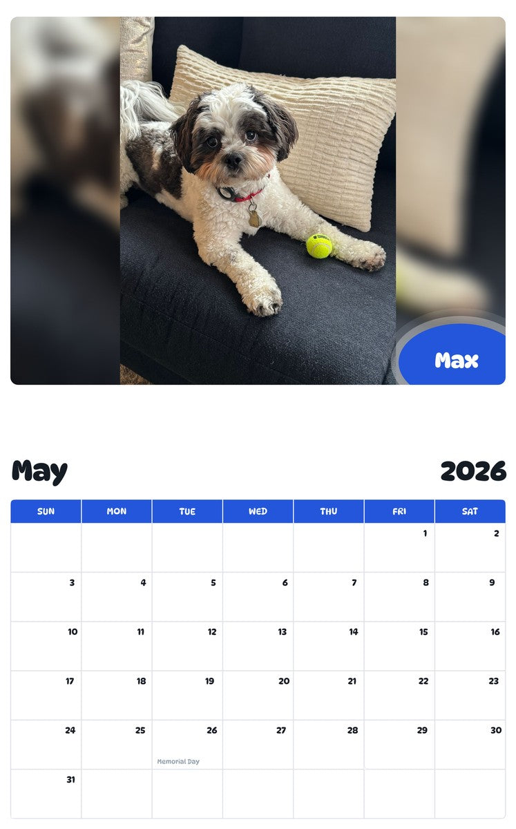 2026 - 2027 Max - Pawidols Pet Calendar