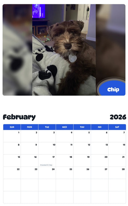 October 2025 - September 2026 Chip - Pawidols Pet Calendar