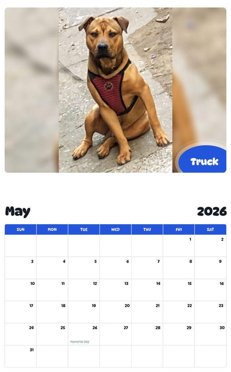 2026 - 2027 Truck - Pawidols Pet Calendar
