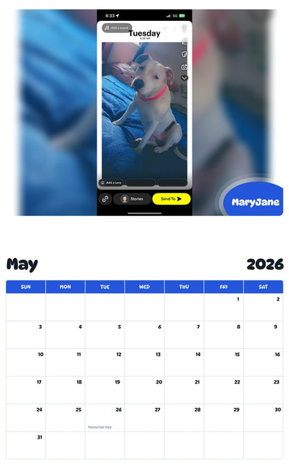 2026 - 2027 MaryJane - Pawidols Pet Calendar