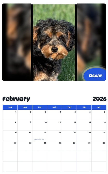 October 2025 - September 2026 Oscar - Pawidols Pet Calendar