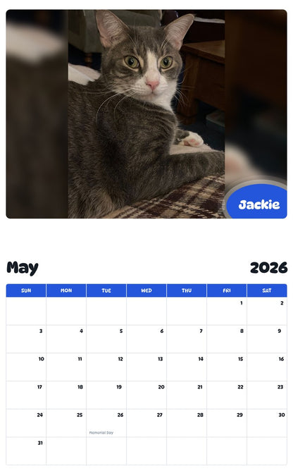 2026 - 2027 Jackie - Pawidols Pet Calendar