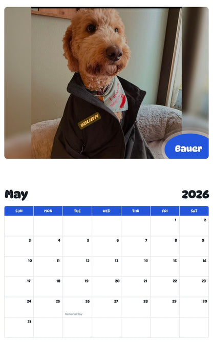 2026 - 2027 Bauer - Pawidols Pet Calendar