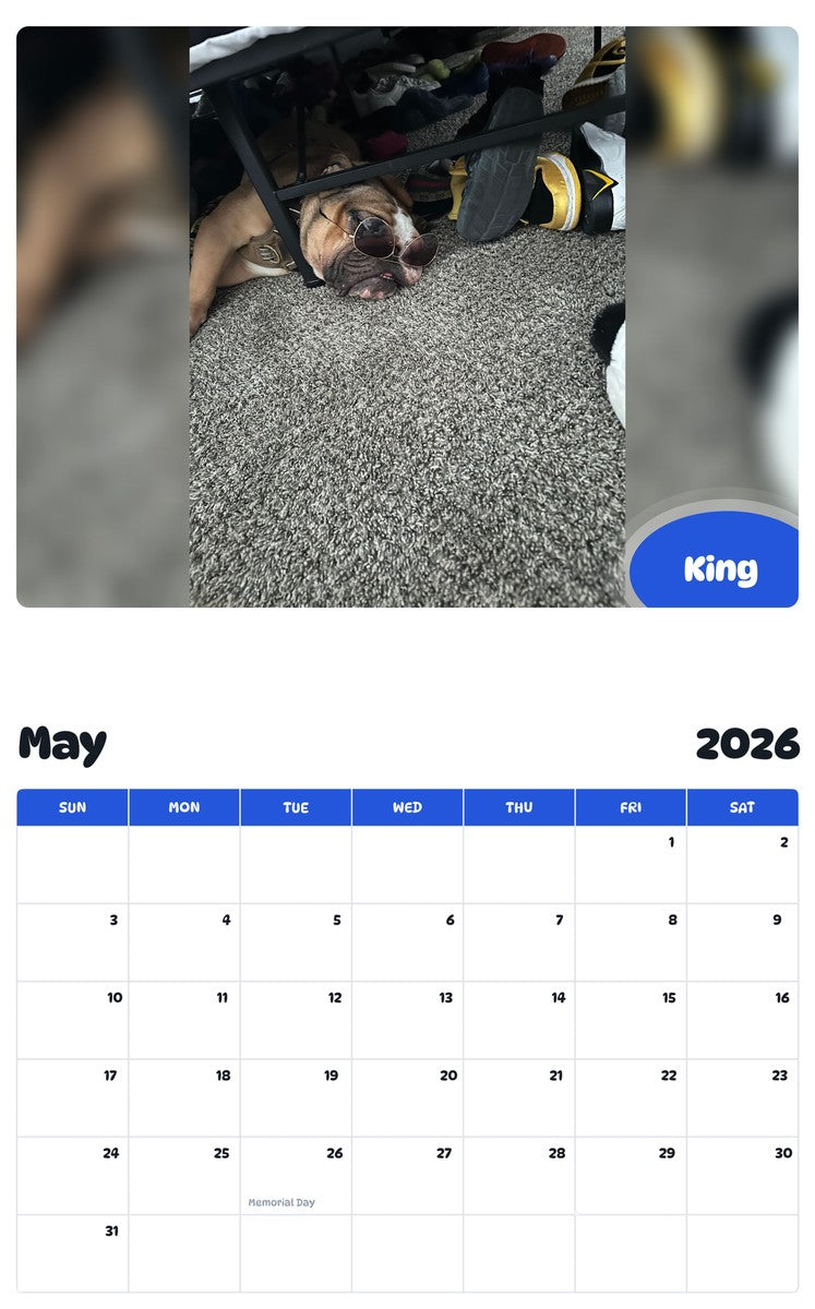 2026 - 2027 King - Pawidols Pet Calendar