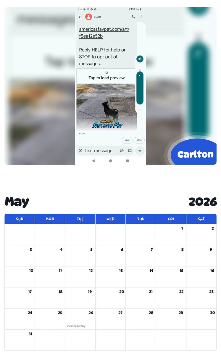 2026 - 2027 Carlton - Pawidols Pet Calendar
