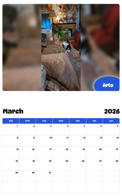 November 2025 - October 2026 Arlo - Pawidols Pet Calendar