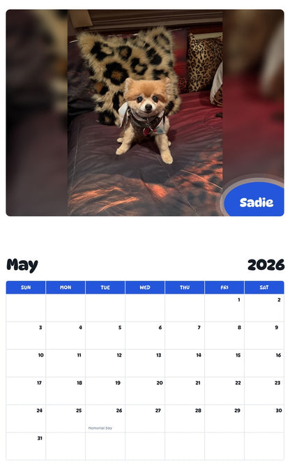 2026 - 2027 Sadie - Pawidols Pet Calendar