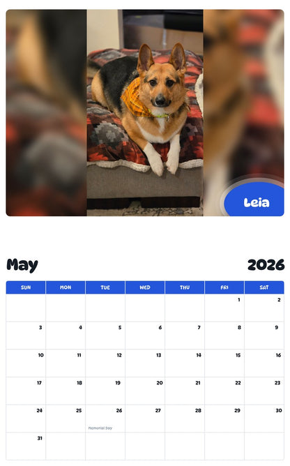 2026 - 2027 Leia - Pawidols Pet Calendar