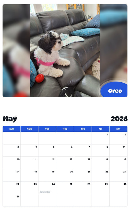 2026 - 2027 Oreo - Pawidols Pet Calendar