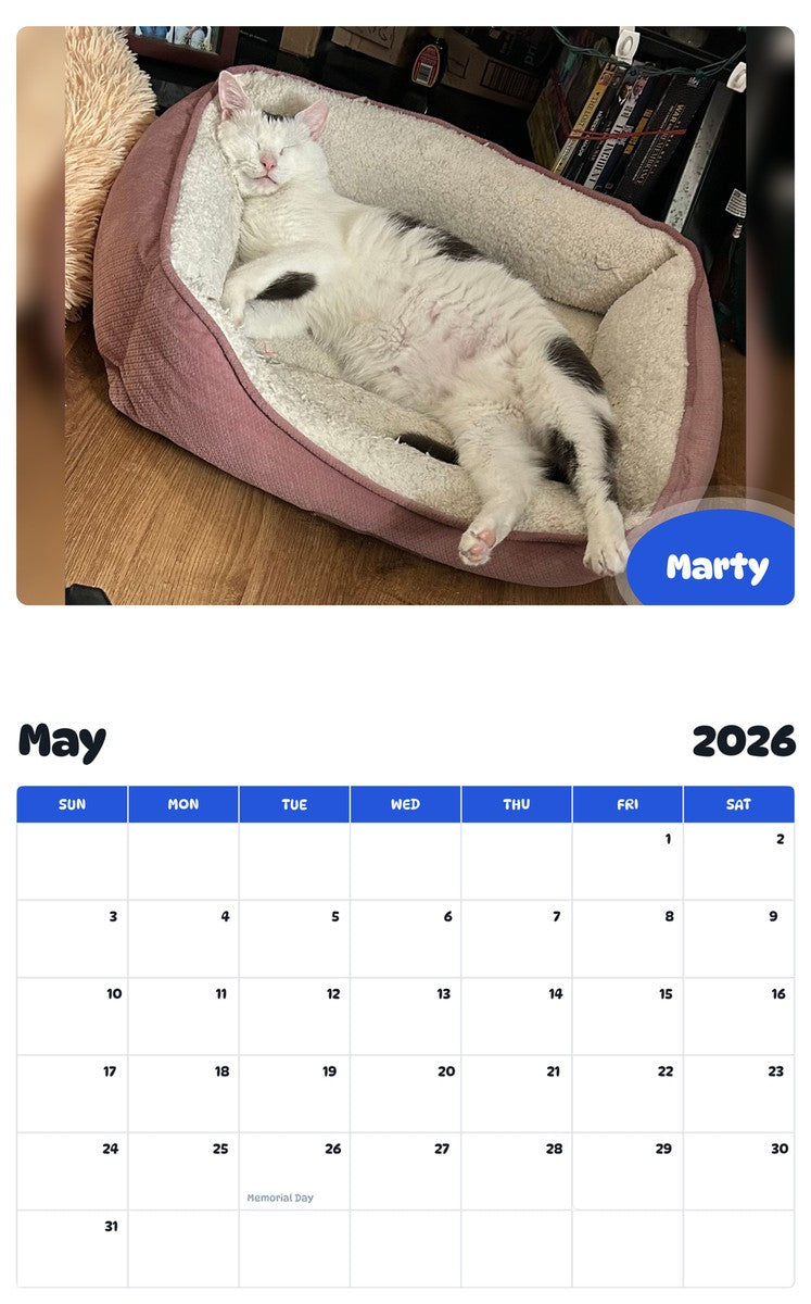 2026 - 2027 Marty - Pawidols Pet Calendar