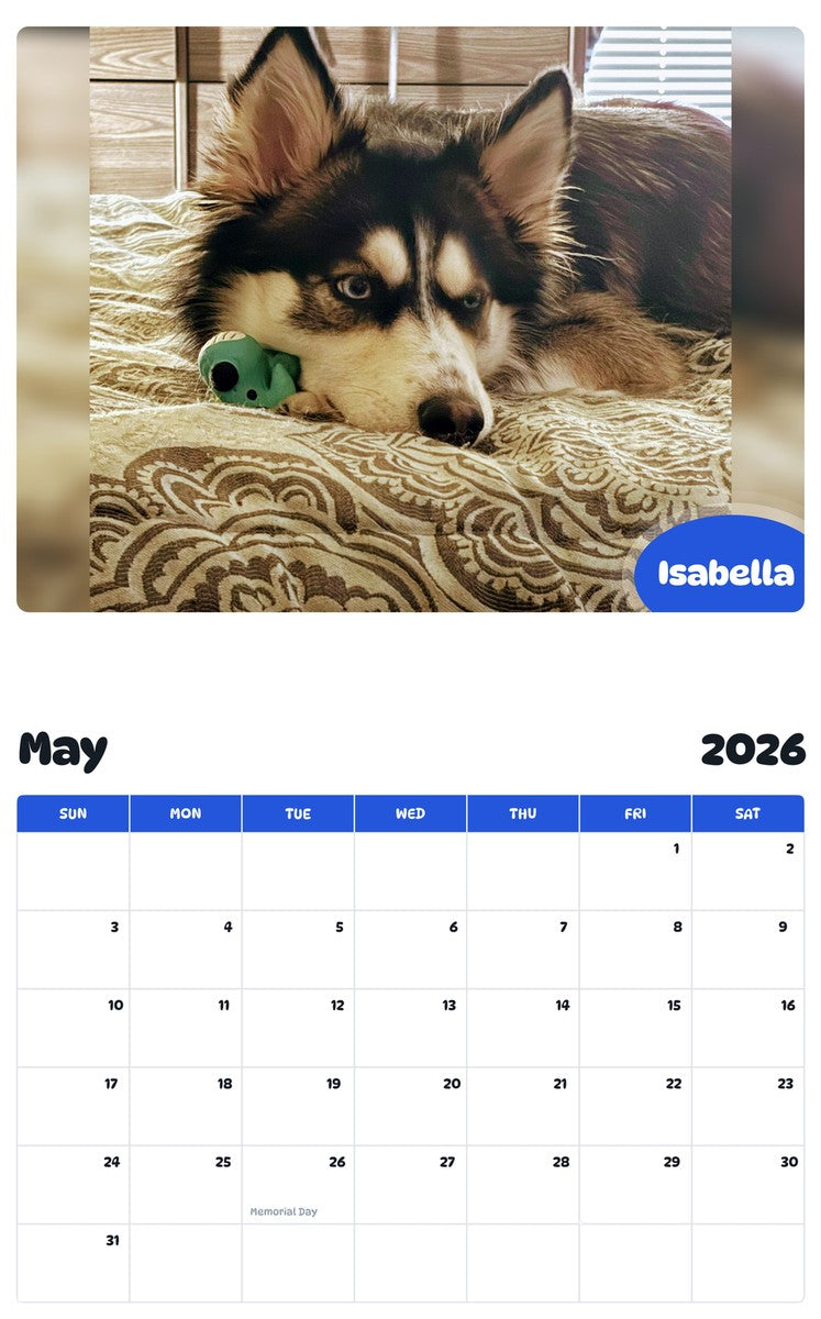 2026 - 2027 Isabella - Pawidols Pet Calendar