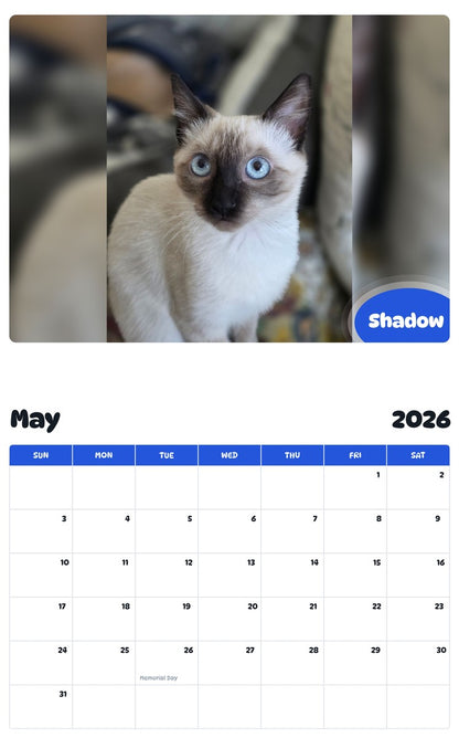 2026 - 2027 Shadow - Pawidols Pet Calendar