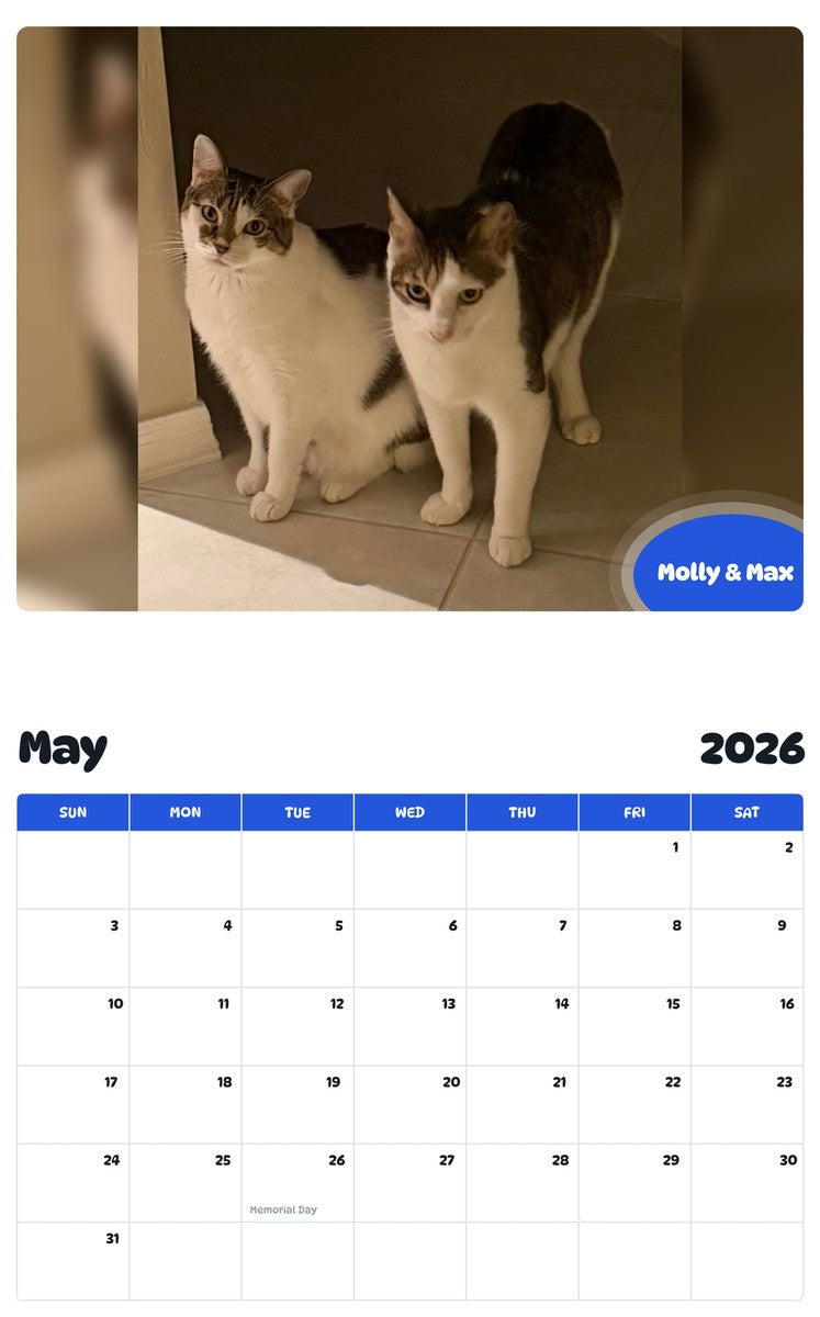2026 - 2027 Molly & Max - Pawidols Pet Calendar