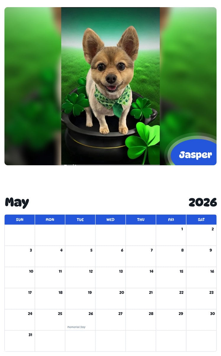 2026 - 2027 Jasper - Pawidols Pet Calendar