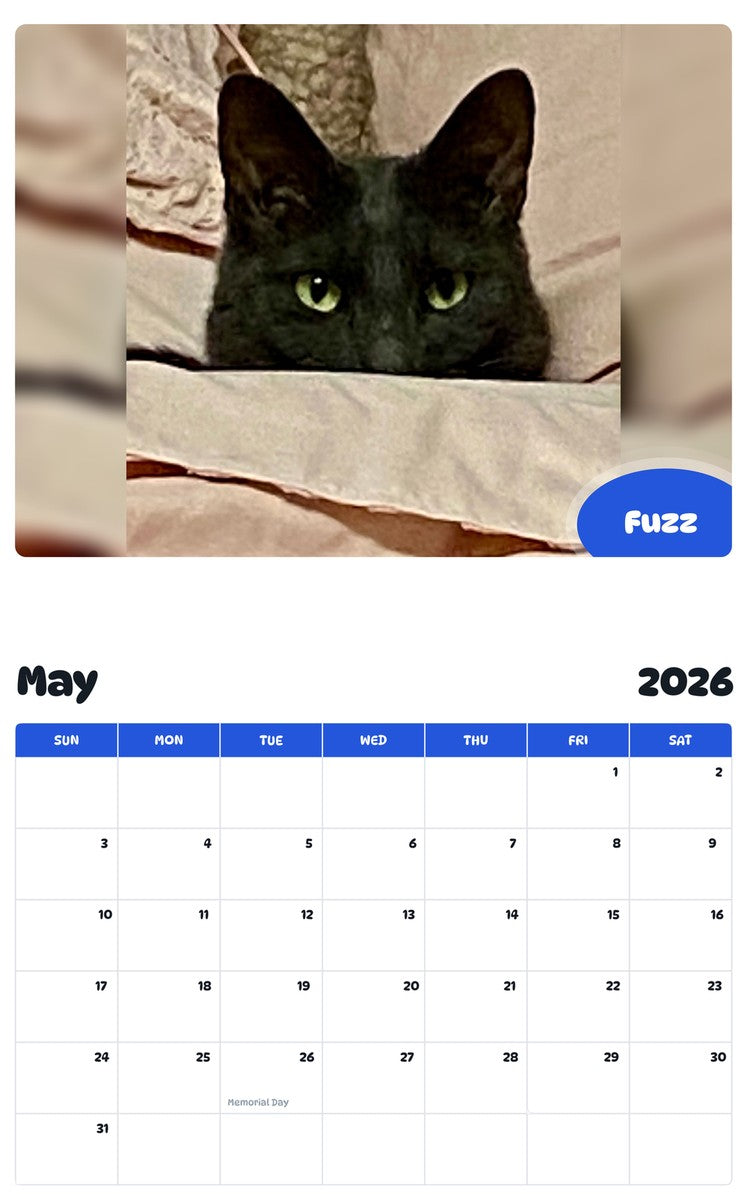 2026 - 2027 Fuzz - Pawidols Pet Calendar
