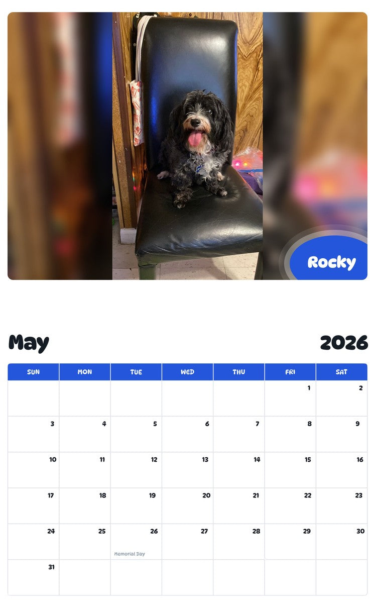 2026 - 2027 Rocky - Pawidols Pet Calendar