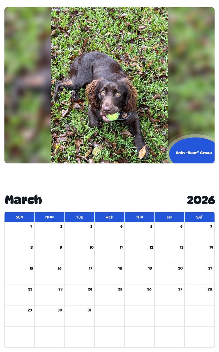 November 2025 - October 2026 Nala “Bear” Grace - Pawidols Pet Calendar