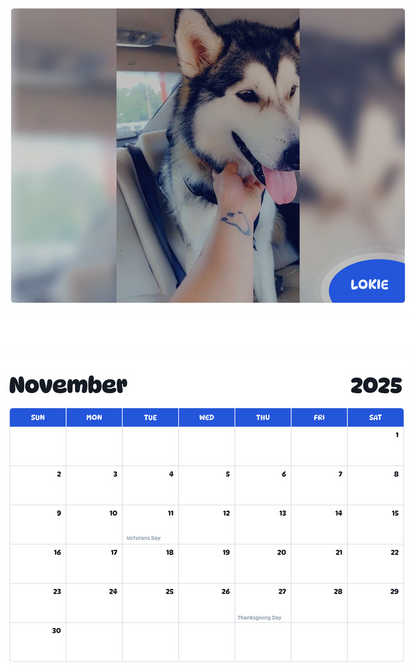 July 2025 - June 2026 Lokie - Pawidols Pet Calendar