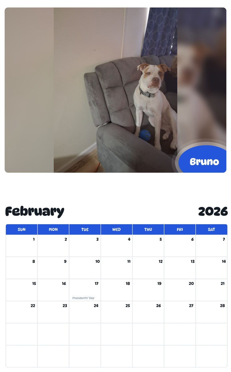 October 2025 - September 2026 Bruno - Pawidols Pet Calendar