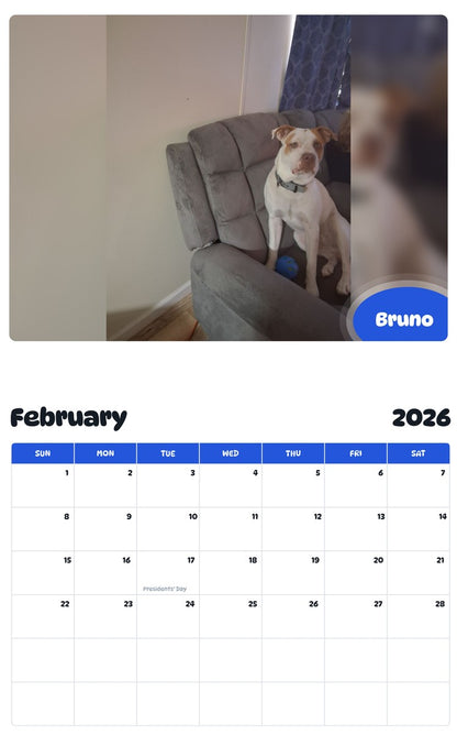October 2025 - September 2026 Bruno - Pawidols Pet Calendar