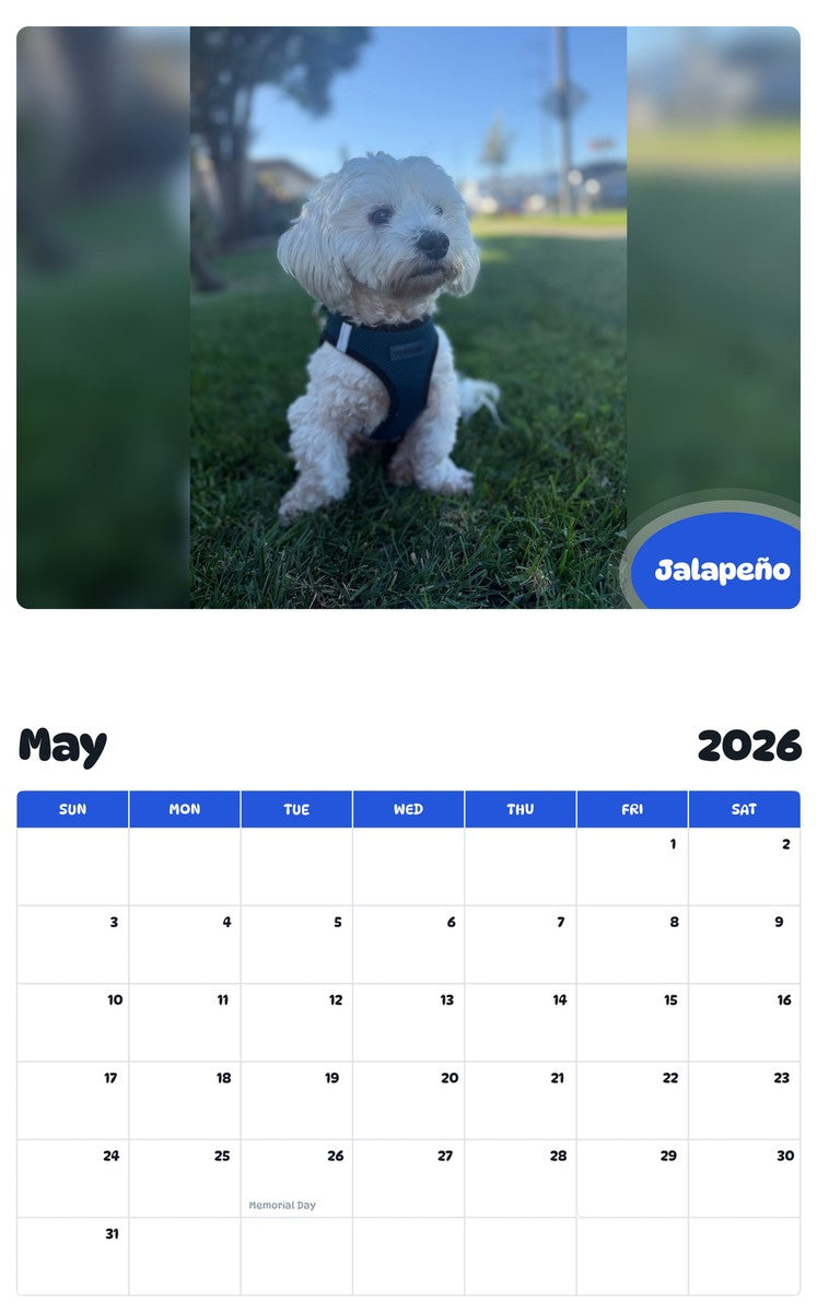 2026 - 2027 Jalapeño - Pawidols Pet Calendar