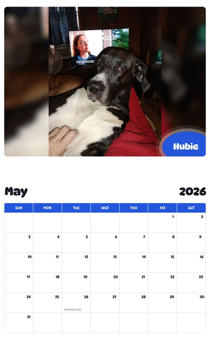 2026 - 2027 Hubie - Pawidols Pet Calendar
