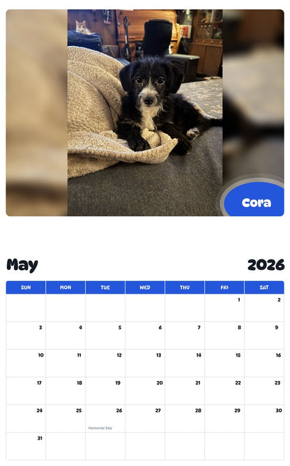 2026 - 2027 Cora - Pawidols Pet Calendar