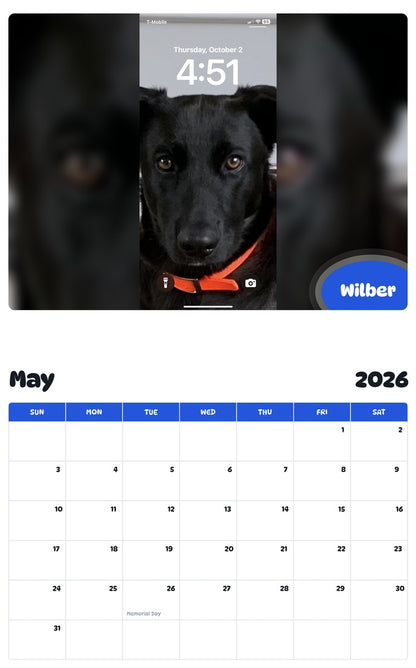 2026 - 2027 Wilber - Pawidols Pet Calendar