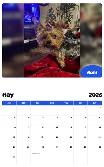 2026 - 2027 Roni - Pawidols Pet Calendar