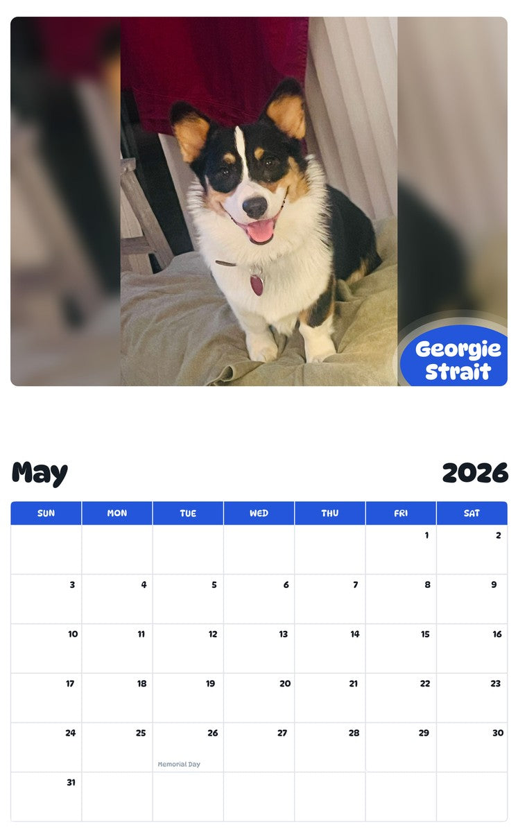 2026 - 2027 Georgie Strait - Pawidols Pet Calendar