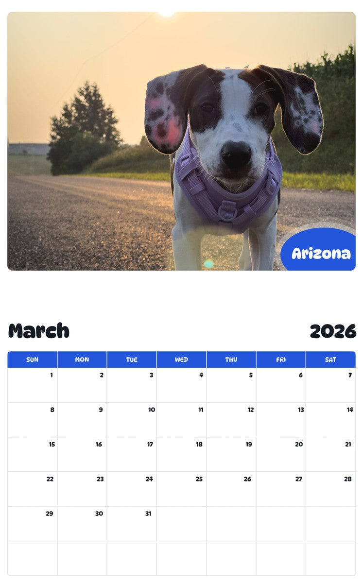 November 2025 - October 2026 Arizona - Pawidols Pet Calendar
