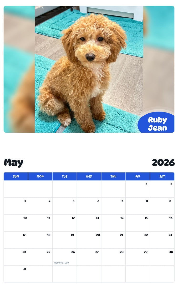 2026 - 2027 Ruby Jean - Pawidols Pet Calendar