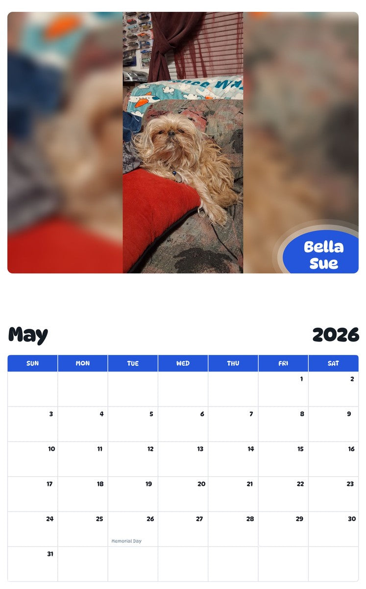 2026 - 2027 Bella Sue - Pawidols Pet Calendar