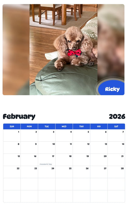 October 2025 - September 2026 Ricky - Pawidols Pet Calendar