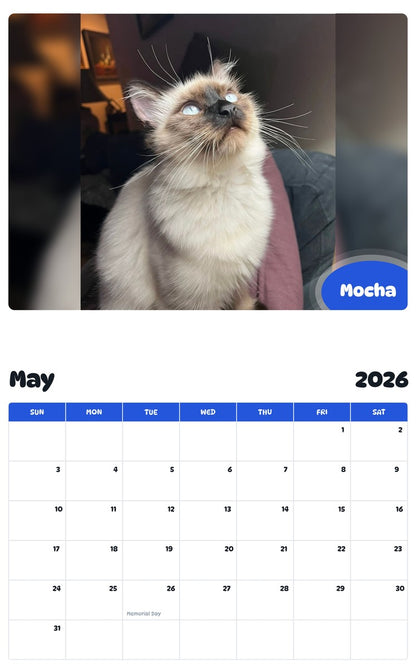 2026 - 2027 Mocha - Pawidols Pet Calendar