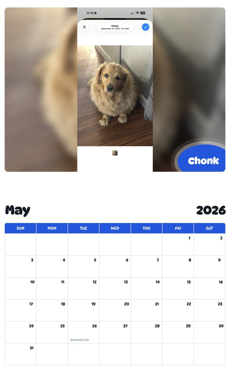 2026 - 2027 Chonk - Pawidols Pet Calendar