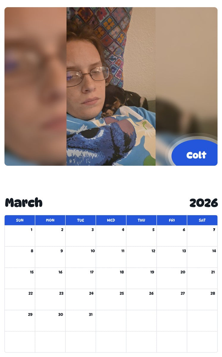 November 2025 - October 2026 Colt - Pawidols Pet Calendar