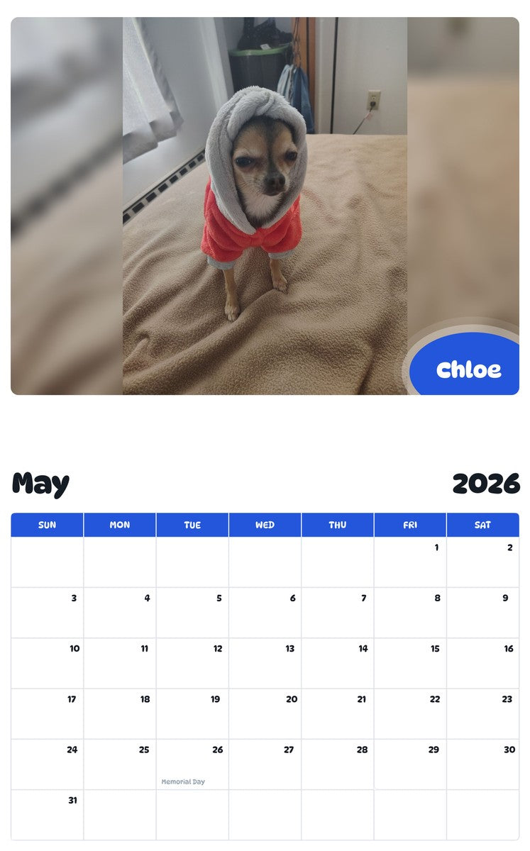 2026 - 2027 Chloe - Pawidols Pet Calendar