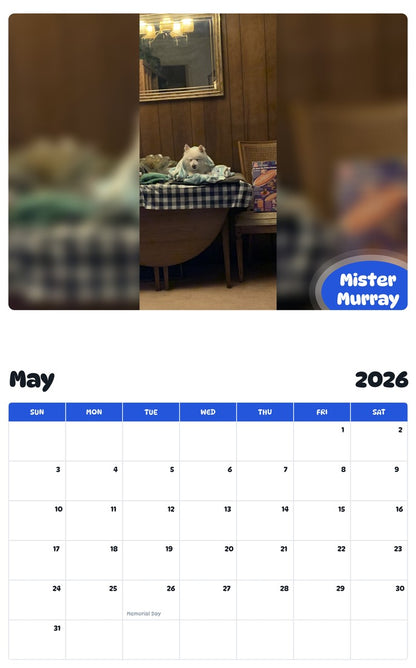 2026 - 2027 Mister Murray - Pawidols Pet Calendar