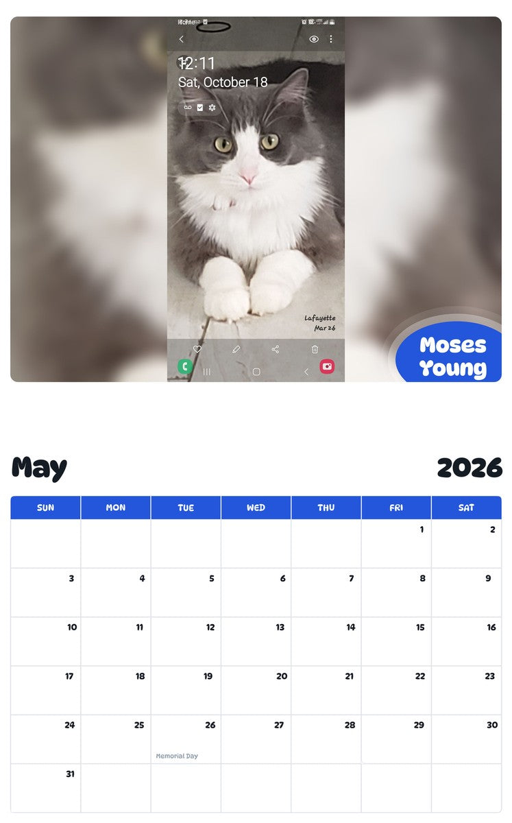 2026 - 2027 Moses Young - Pawidols Pet Calendar