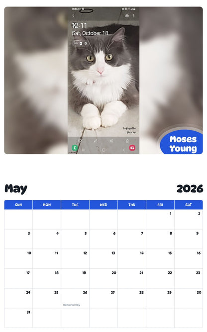 2026 - 2027 Moses Young - Pawidols Pet Calendar