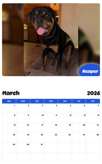 November 2025 - October 2026 Reaper - Pawidols Pet Calendar