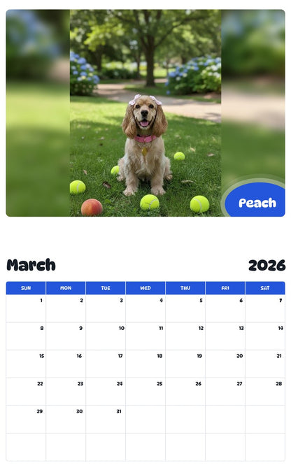November 2025 - October 2026 Peach - Pawidols Pet Calendar