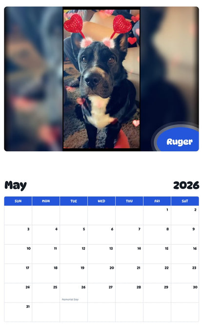 2026 - 2027 Ruger - Pawidols Pet Calendar