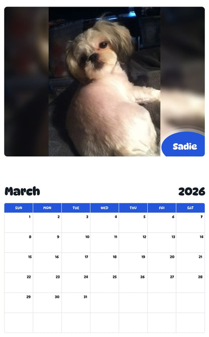 November 2025 - October 2026 Sadie - Pawidols Pet Calendar