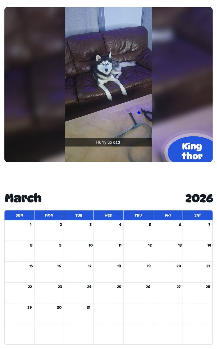 November 2025 - October 2026 King thor - Pawidols Pet Calendar