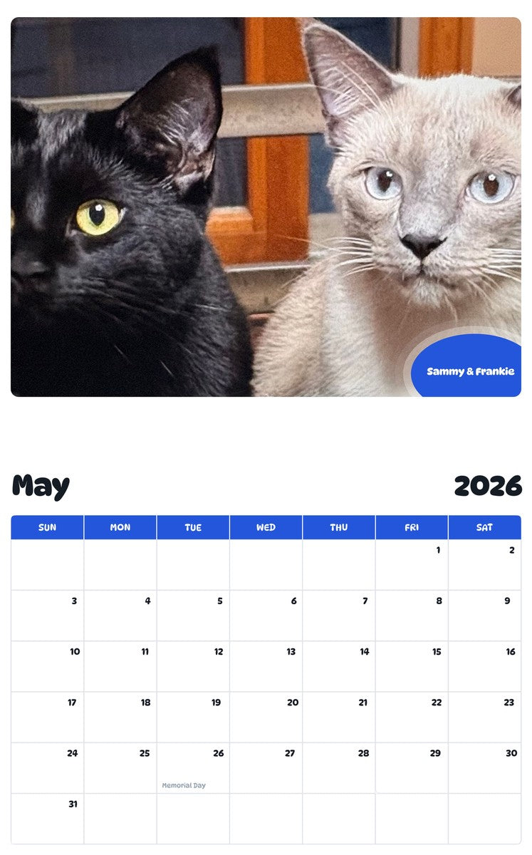 2026 - 2027 Sammy & Frankie - Pawidols Pet Calendar