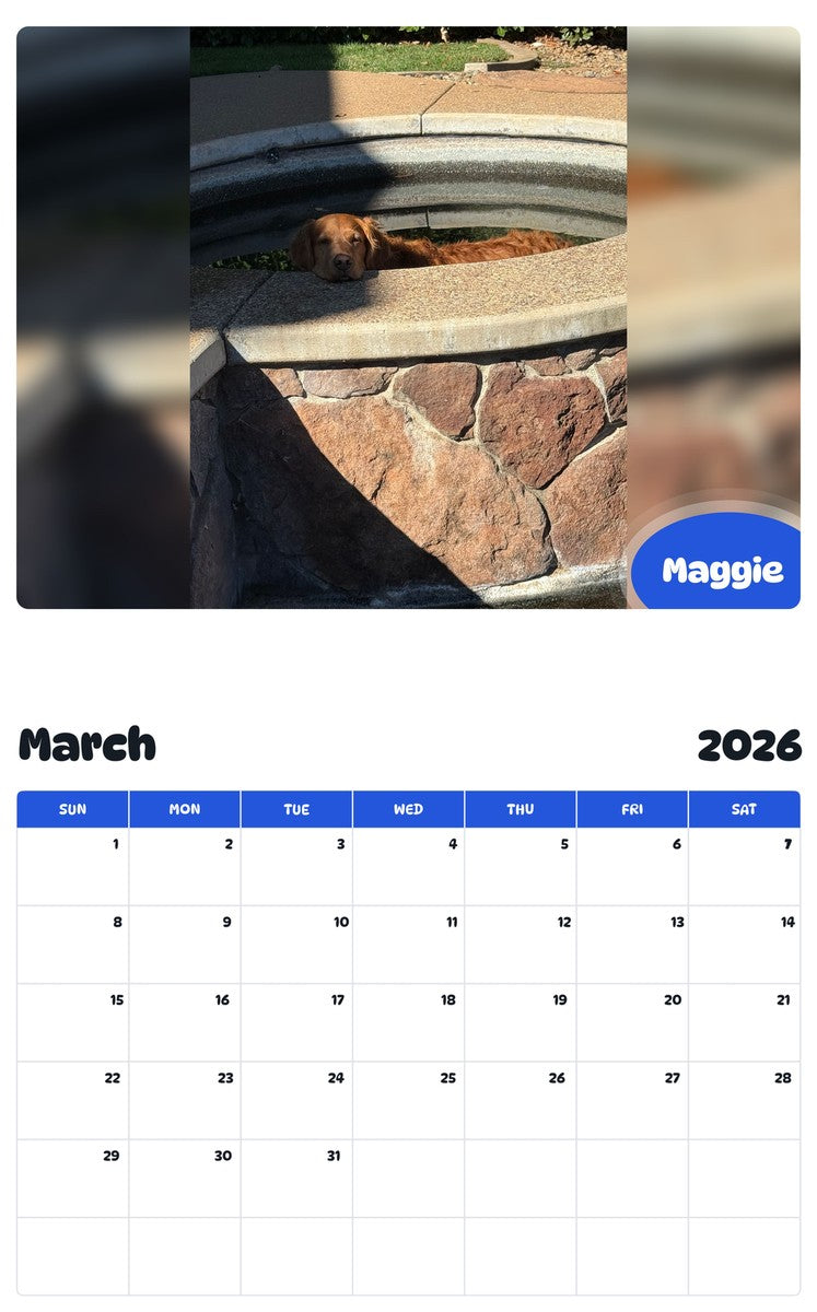 November 2025 - October 2026 Maggie - Pawidols Pet Calendar